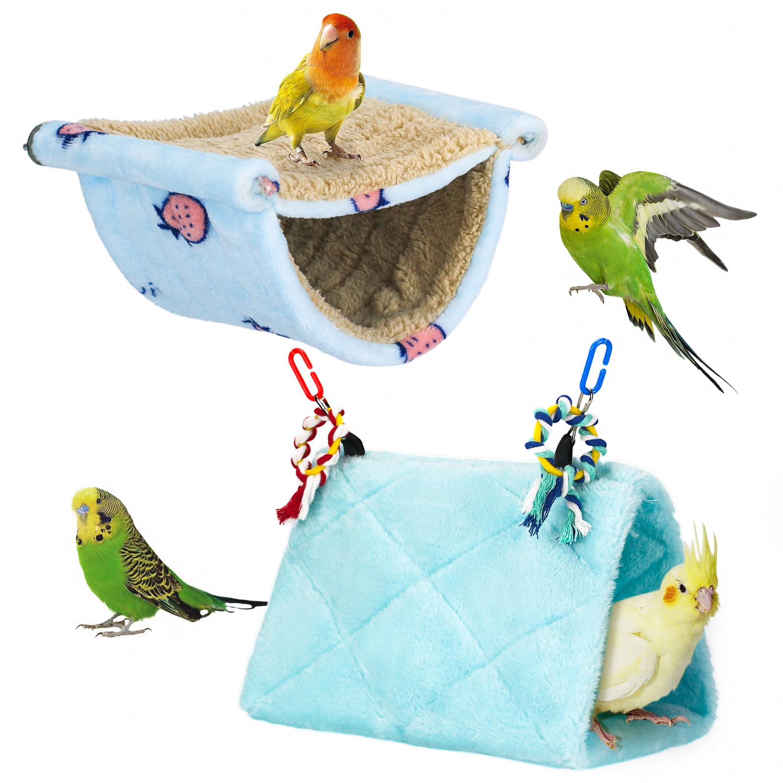 matafat 2Pcs Bird Bed for Cage Hanging Hammock Snuggle Hut Parrot Sleeping Bed Tent Toy Bird Nest Perch for Parakeet Budgies Cockatiels Cockatoo Finch