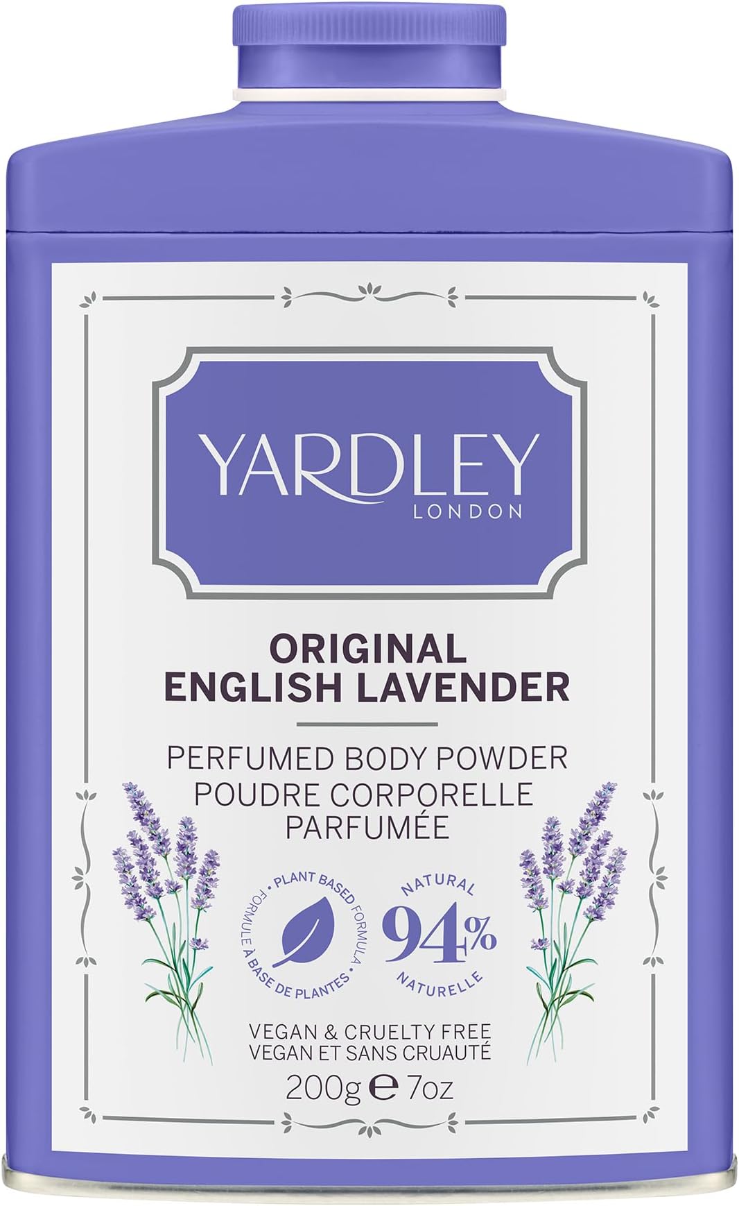 Yardley Original English Lavender Perfumed Body Powder, Original English Lavender Dusting Powder 200g