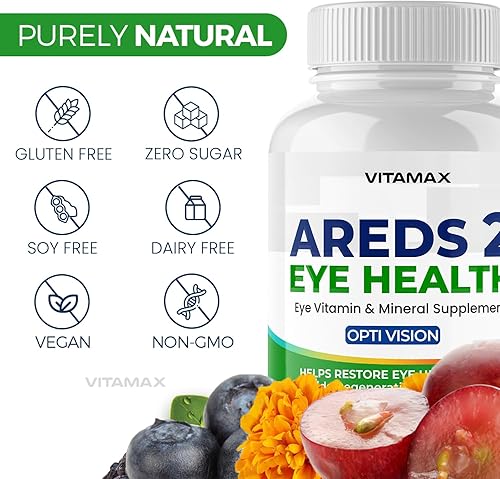 Miniatura 7 de AREDS 2 Vitaminas oculares Luteína, zeaxantina, arándano, suplemento mineral de astaxantina para la visión Apoya la fatiga ocular, ojos secos,