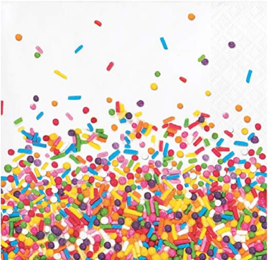 Confetti Sprinkles Dessert Plates (16) and Beverage Napkins (16) Bundle