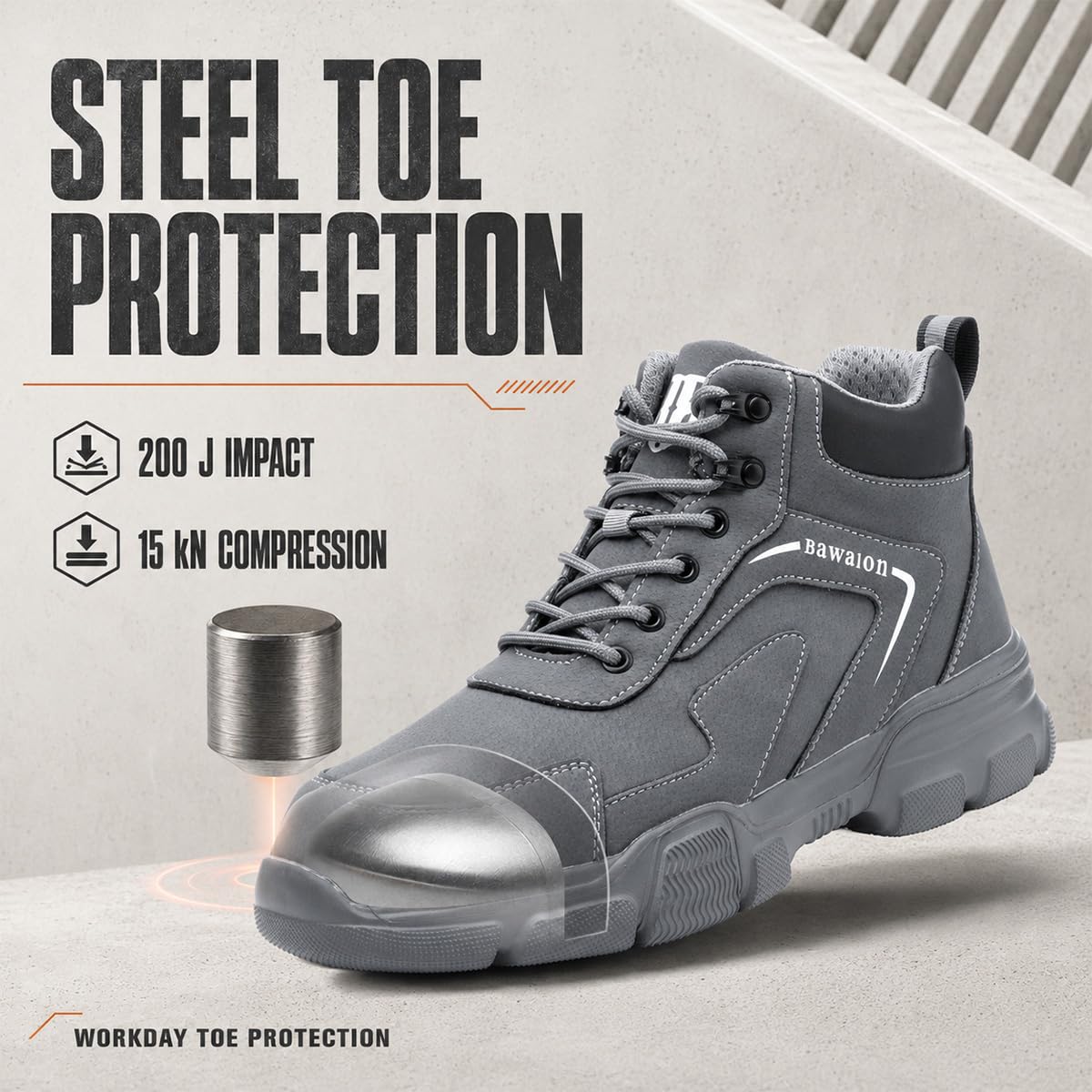 Nasogetch Buty ochronne męskie buty robocze damskie stalowe noski buty lekkie buty ochronne wygodne, Greyawy niebieski, 36.5 EU
