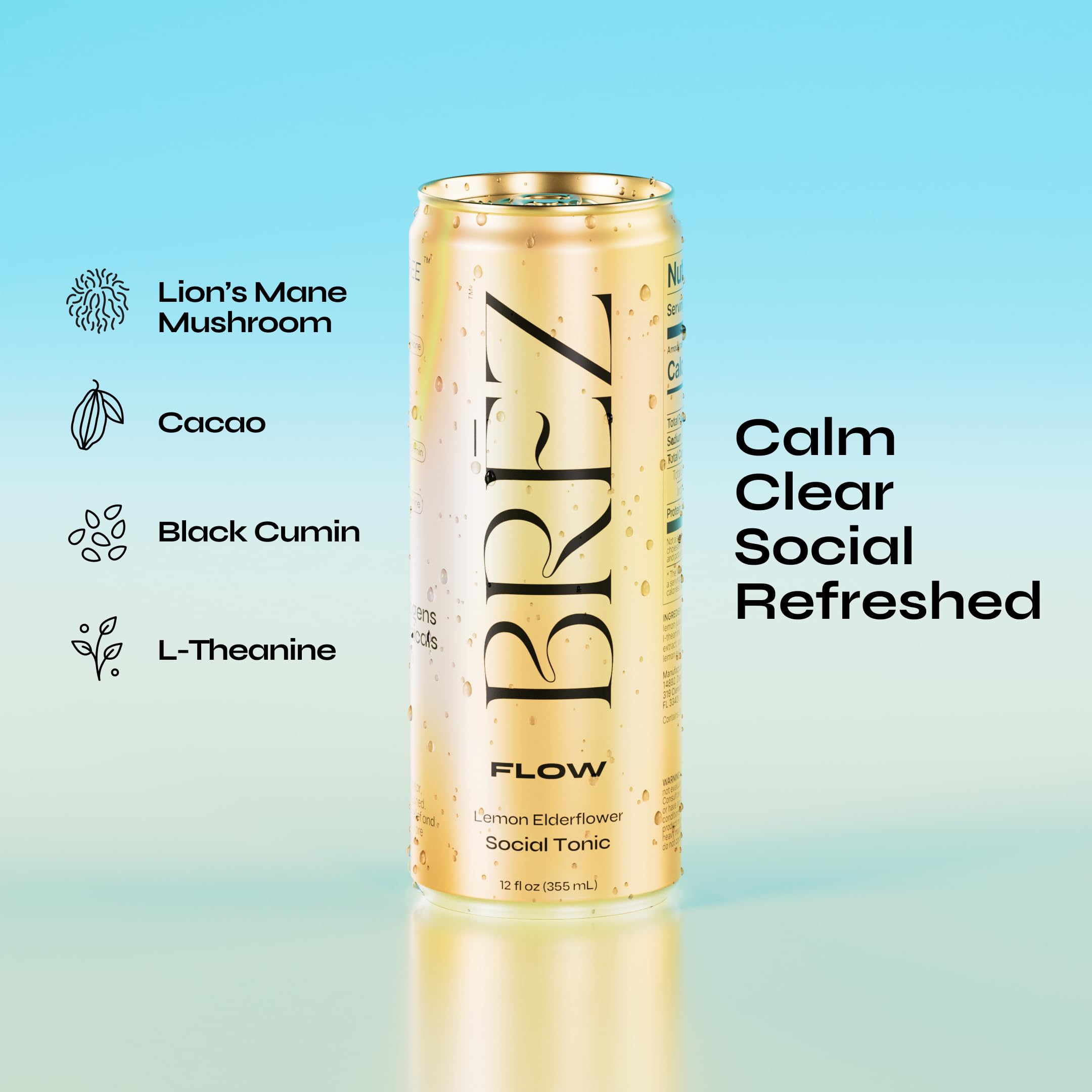 BRĒZ Flow Alcohol Alternative Drink, Non Alcoholic Sparkling Tonic, 8 Pack — Amazon image 3