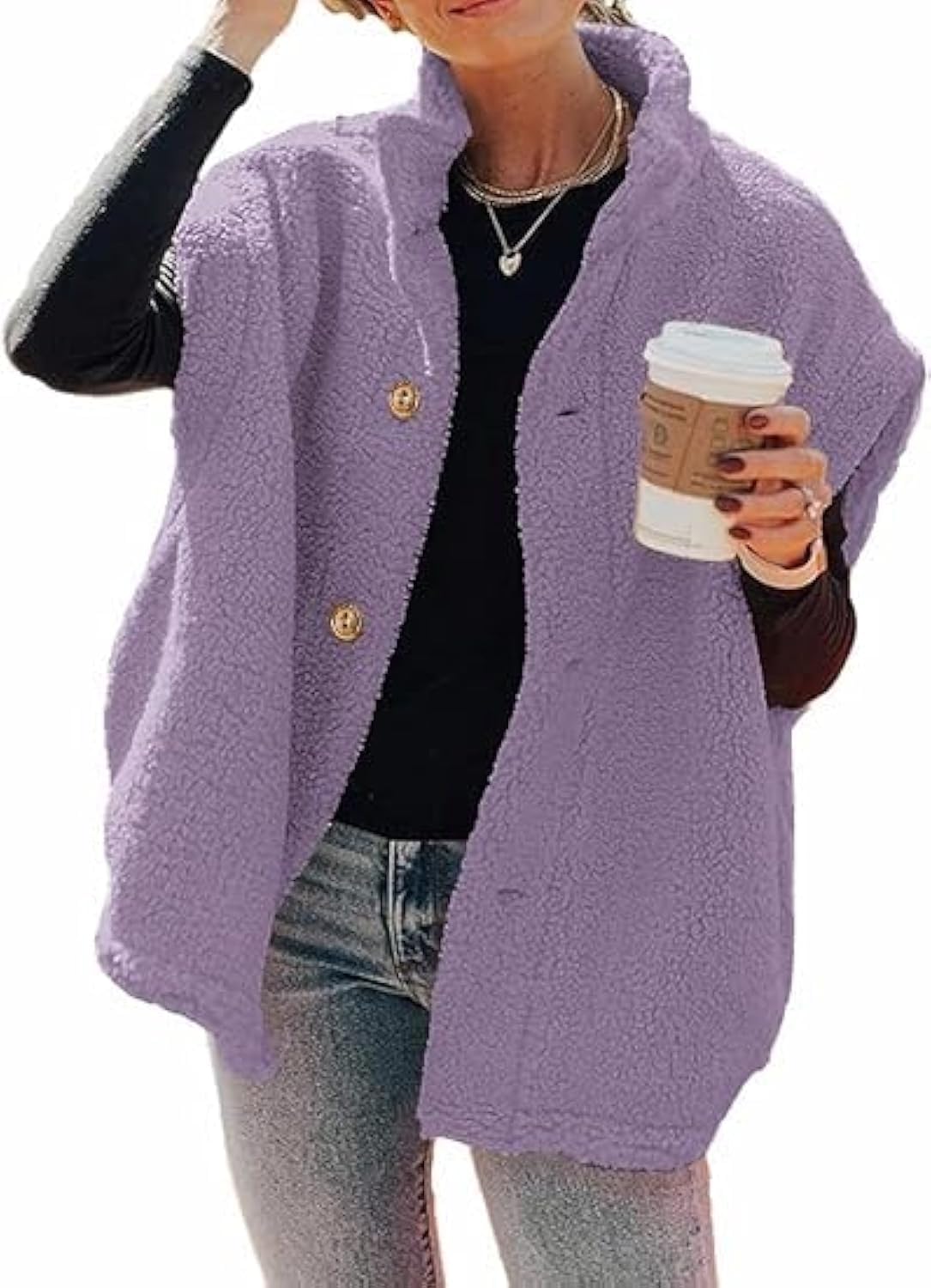 Hongqizo Womens Fuzzy Fleece Vest Oversized Casual Warm Sherpa Vests Jacket
