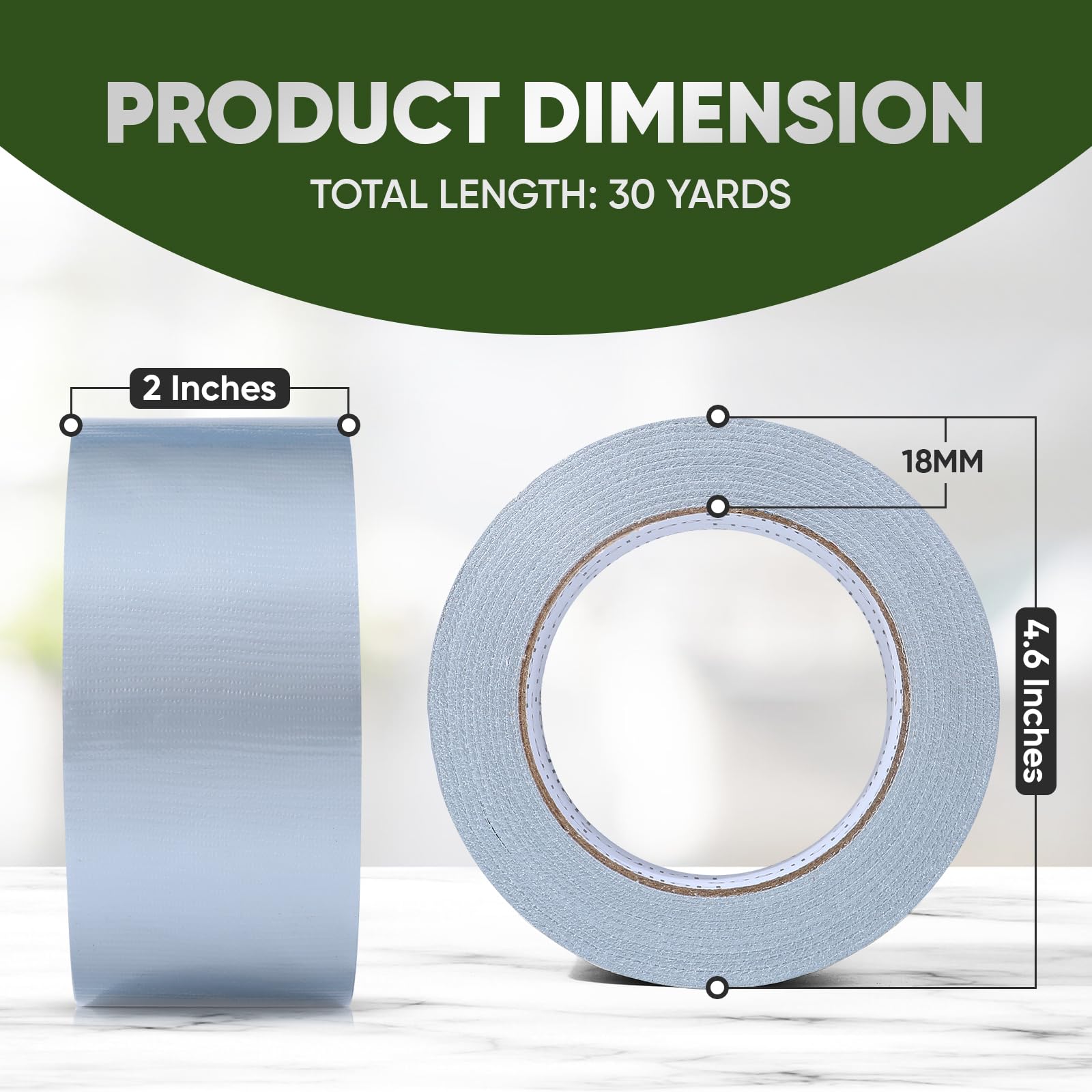 Paquete de 6 cintas adhesivas plateadas resistentes, impermeables y sin residuos para uso en interiores, exteriores e industriales, se rasga a mano (2 pulgadas x 30 yardas)