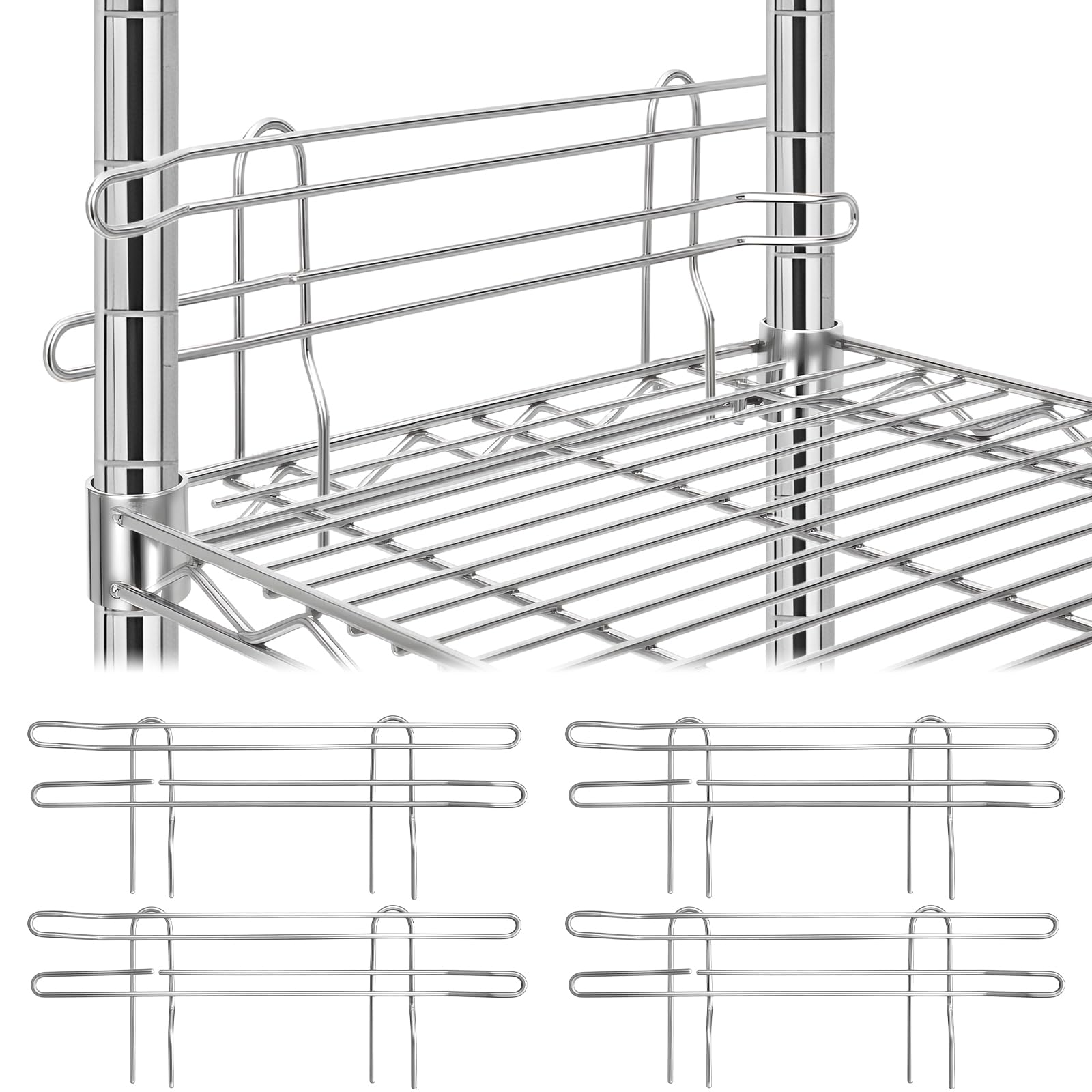 MorningRo Silver Chrome Wire Shelf Ledges - 4 Pack -8