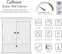 Vista 7 de Spirich Armario de baño montado en la pared, pequeño armario de pared de baño sobre inodoro, organizador de botiquín con puertas y estante