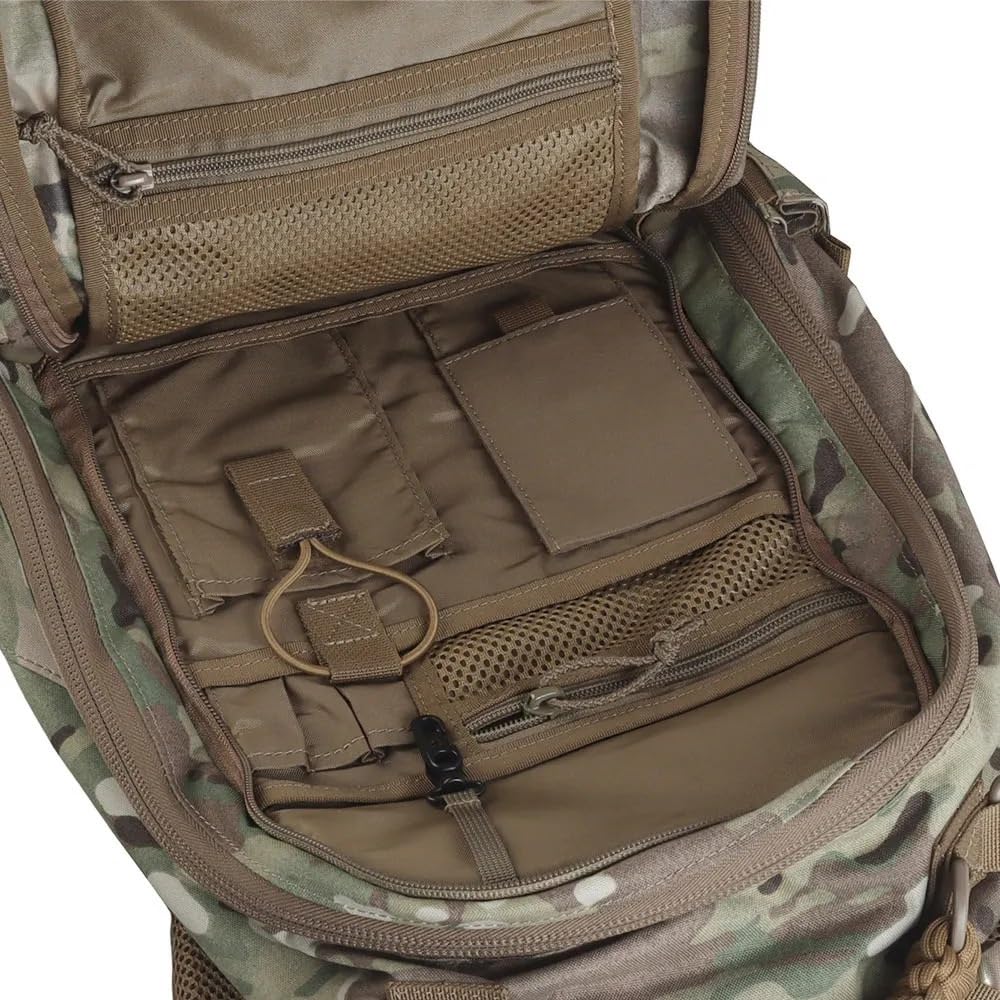 12 Farben Taktischer Assault Rucksack 25L, Große Kapazität mit Trinkblasenfach, MOLLE System, Multifunktionaler Rucksack für Wandern und Camping