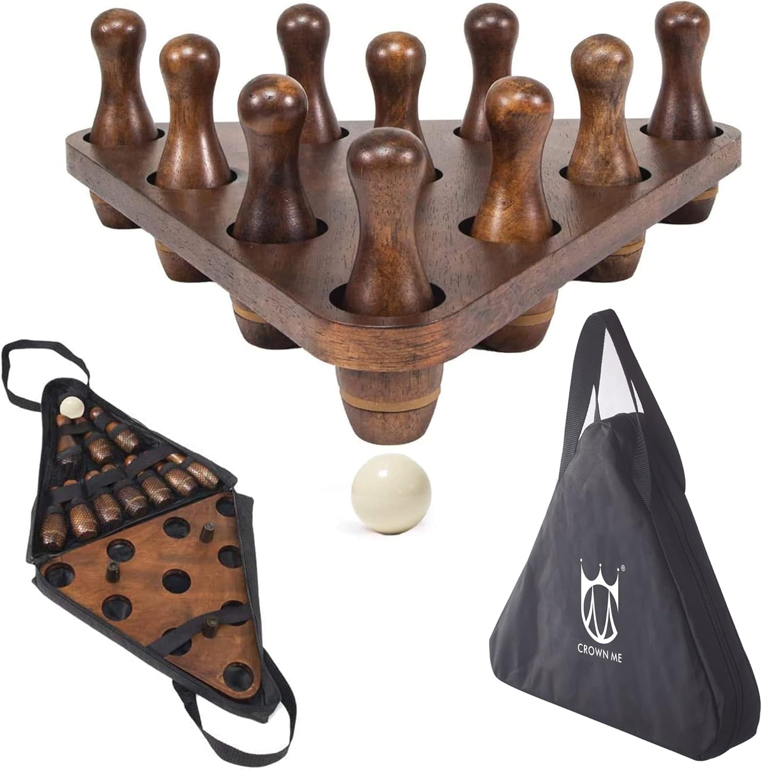 CROWN ME Shuffleboard Bowling Pin Set with Carry Bag