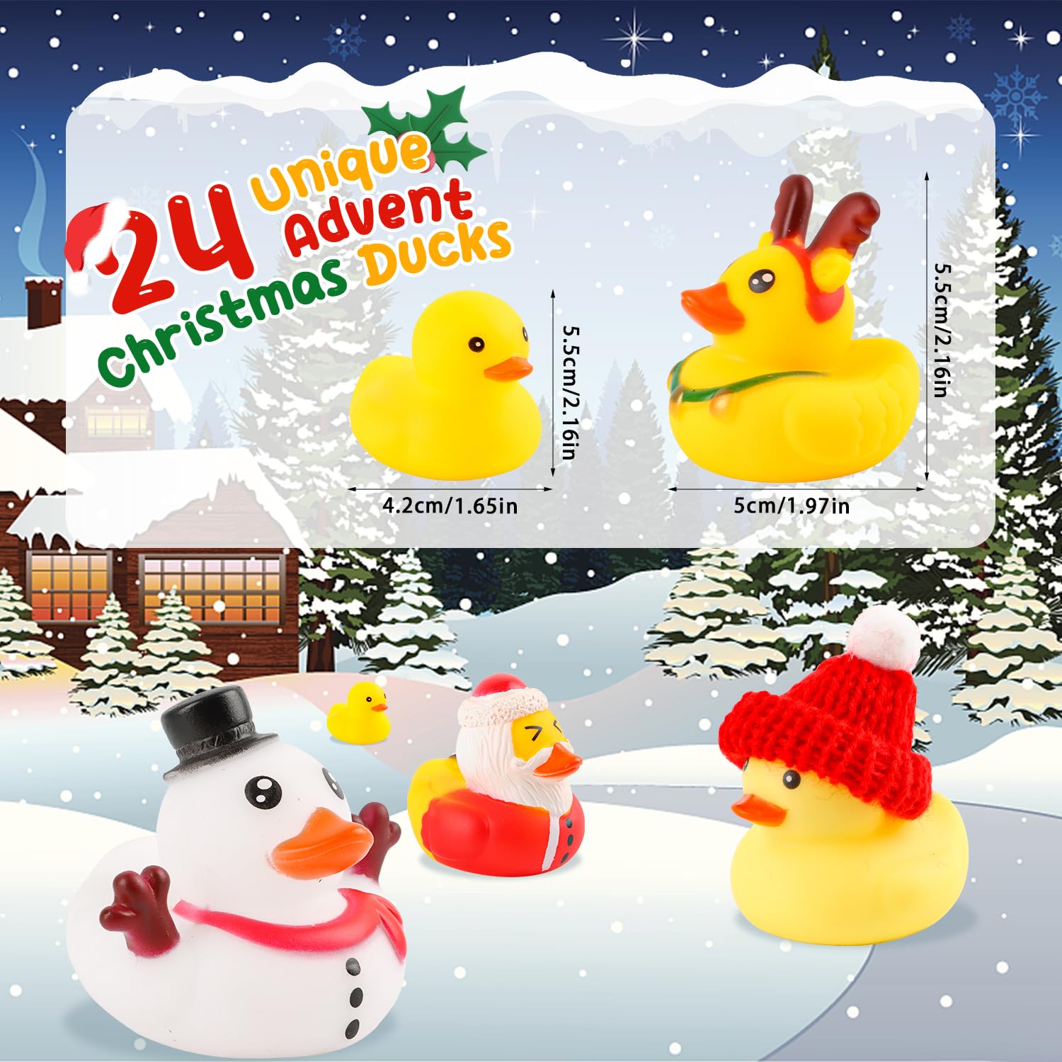 JOFONY Advent Calendar 2025 Kids, Christmas Countdown Calendar Rubber Duck Bath Toys 24 Days 2025 Christmas Xmas Gifts for Kids - Image 3