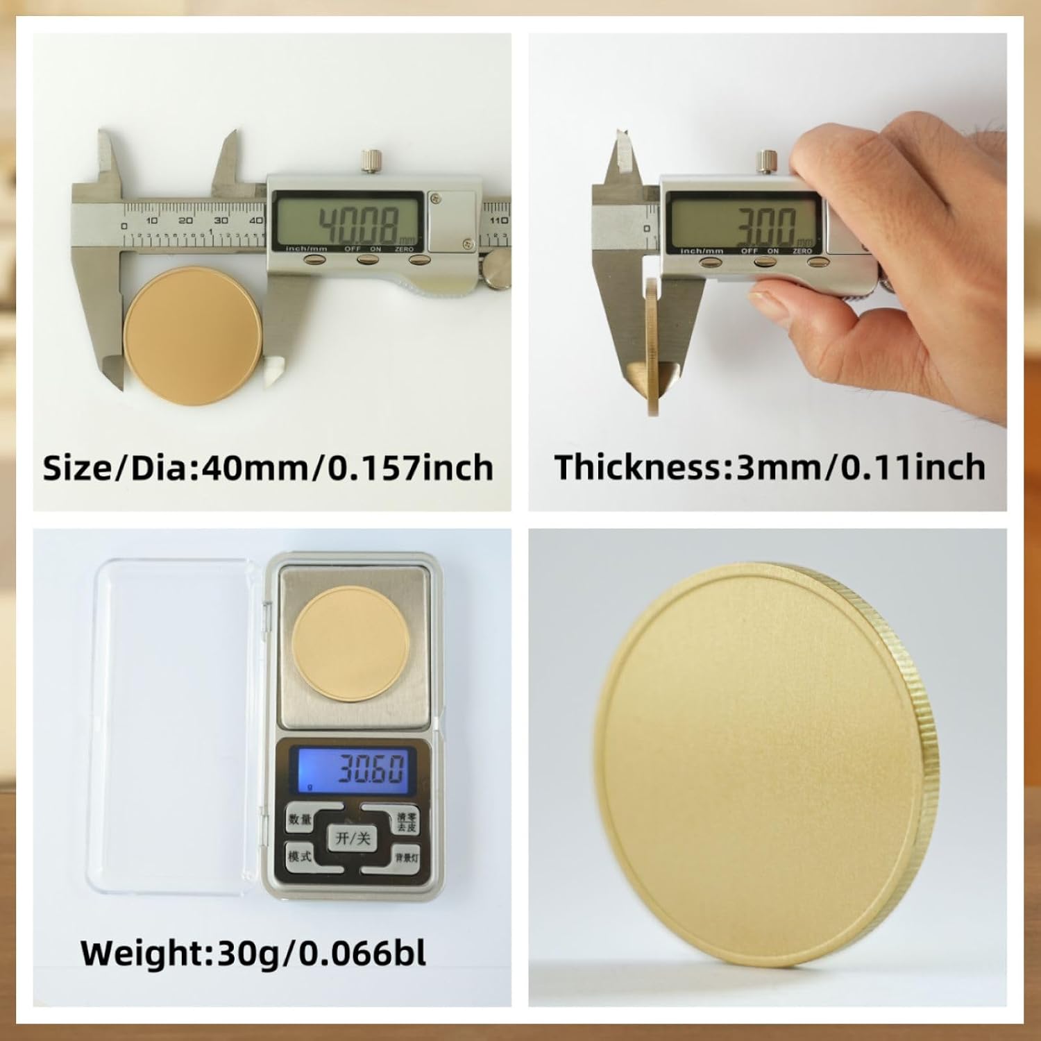 12 Pcs 40mm Laser Engraving Blanks Solid Brass Challenge Coin Blanks 3mm Thickness for DIY Crafts, Hand Carving Custom Coin Blanks Gift for Commemorative Collection,Birthday(Brass 3MM Thickness)