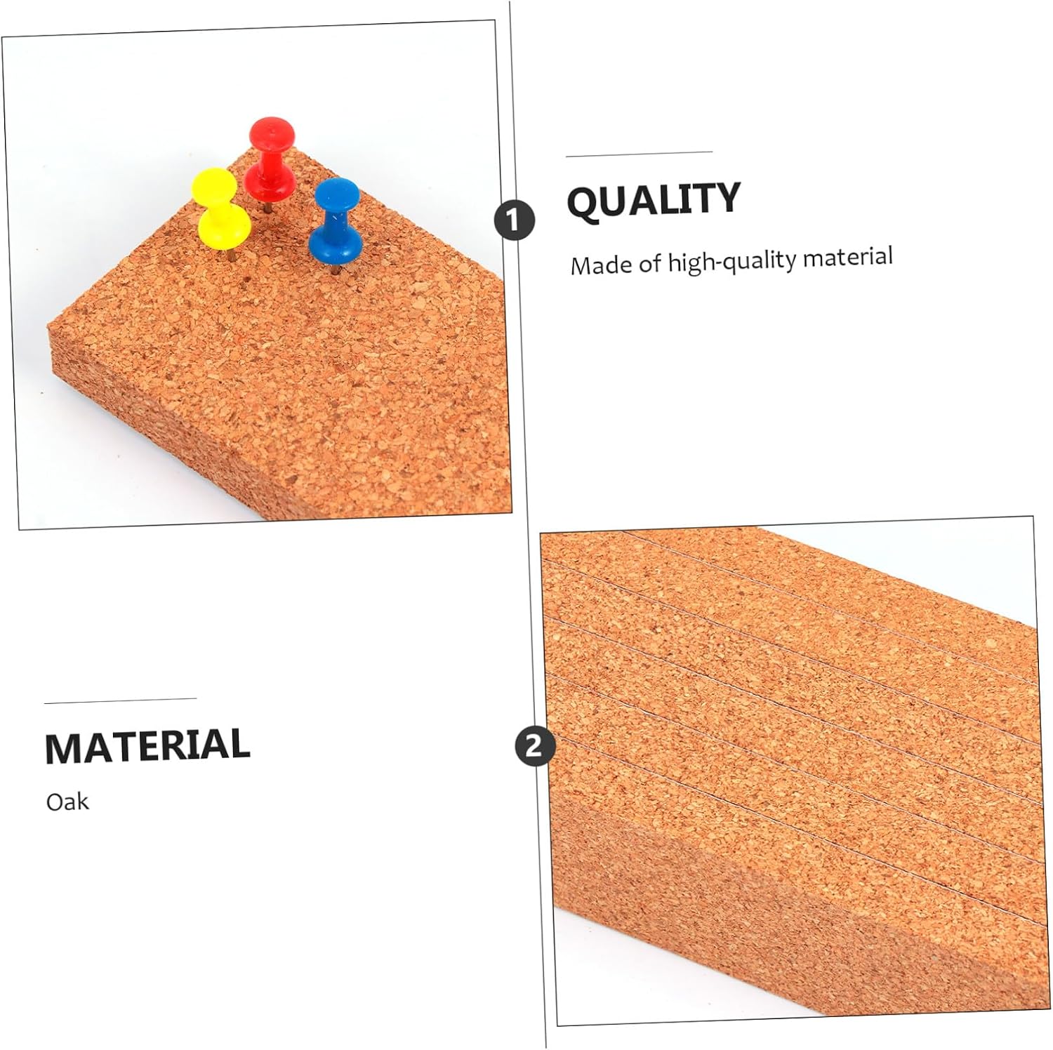1set Cork Board Strips Frameless Cork Memo Board Strips for Home Office Decor Sturdy Non- for Photos and Memos Push Included