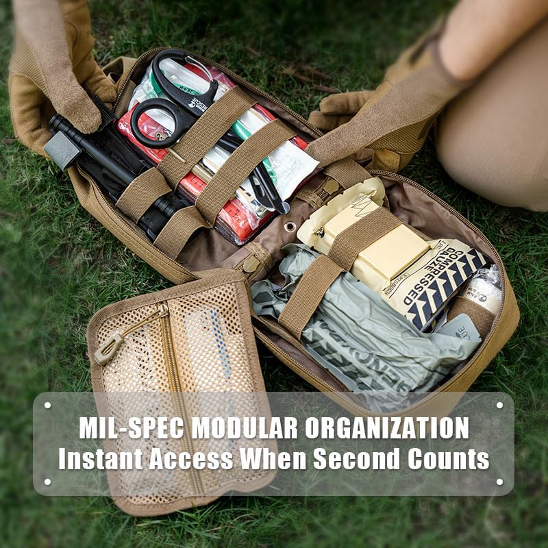 Miniatura 5 de RHINO RESCUE IFAK Kit de trauma con torniquete C-A-T, kit táctico de primeros auxilios Molle bolsa para militares, combate, automóvil, campamento,