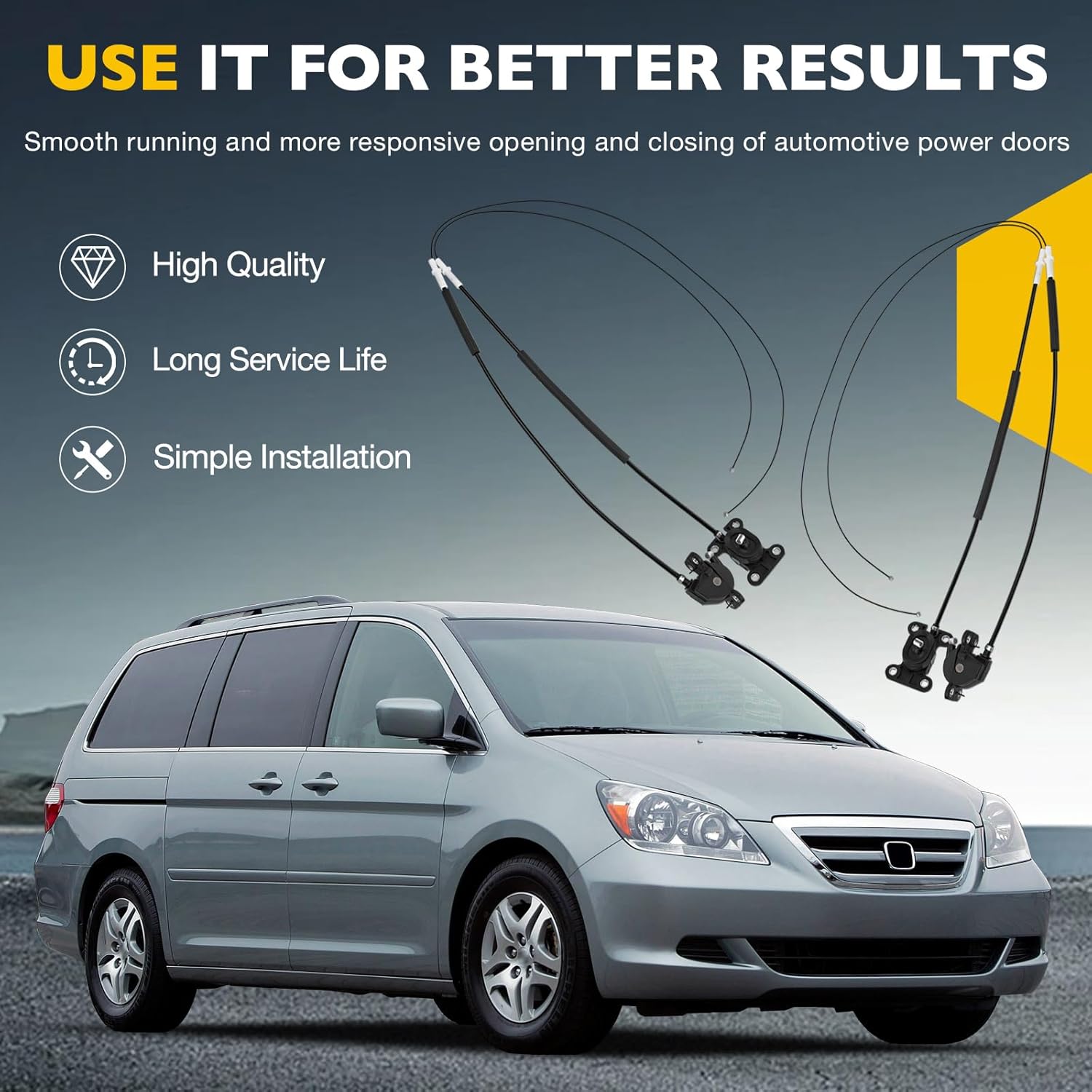 Left & Right Power Sliding Door Cable Kit W/O Motor Fit for Honda Odyssey 2005-2010, Sliding Door Cable Replace# 72010-SHJ-A21 Driver Side, 72673-SHJ-A21 Passenger Side