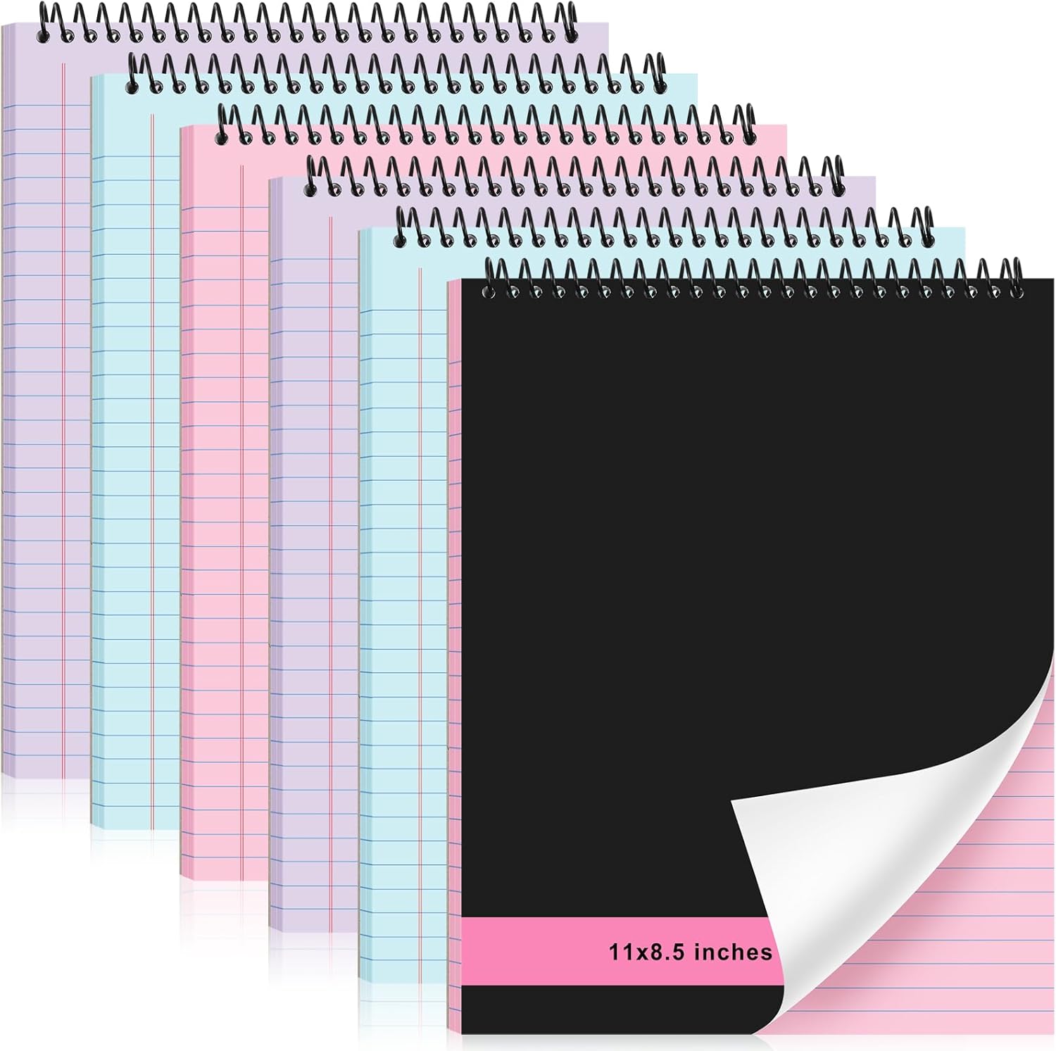 Resurhang 6 Pcs Legal Pad Top Spiral Bound Notebook 70 Sheets Double Sided College Ruled Paper Notepad Memo Steno Pad with Stiff Cover for Business College(8.5 x 11 Inches,No Holes,3 Colors)