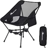 Amazon product image of MOON LENCE Portable Camping Chair Backpacking Chair - The 4th Generation Ultralight Folding Chair - Compact, Lightweight Foldable Chairs for Hiking Mountaineering, Beach (Black-1Pack)