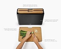 Vista 5 de Joseph Joseph Folio 3-Piece Premium Bamboo Cutting Board Set, Slimline Stainless Steel Case for Organized Kitchen Storage