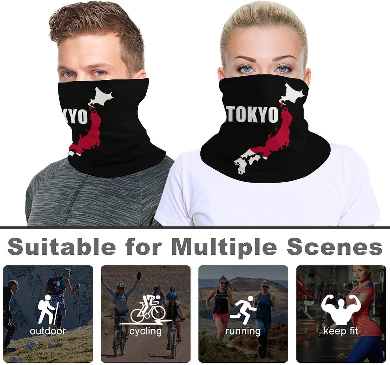 Japan Map Tokyo Japanese Flag Unisex Neck Gaiter Face Scarf Cover Sun Hoods for Outdoor Hiking Skiing