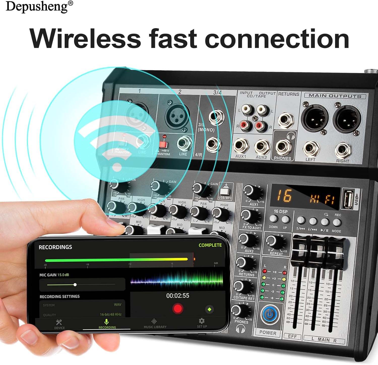 DEPUSHENG XT4 EU Audio Mixer Wireless Fast Connection