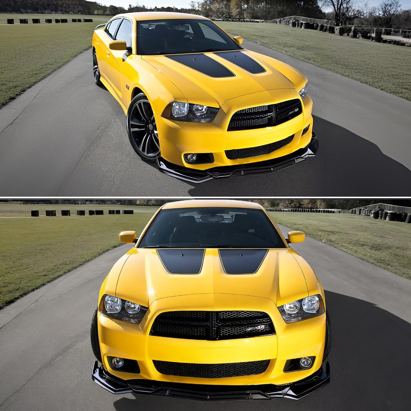 Universal Front Lip for Car,Glossy Black Front Bumper Lip, ABS Adjustable Sharp Corner Front Bumper Lip Splitter Protector Replacement for Most Vehicle (Glossy Black w/Black)
