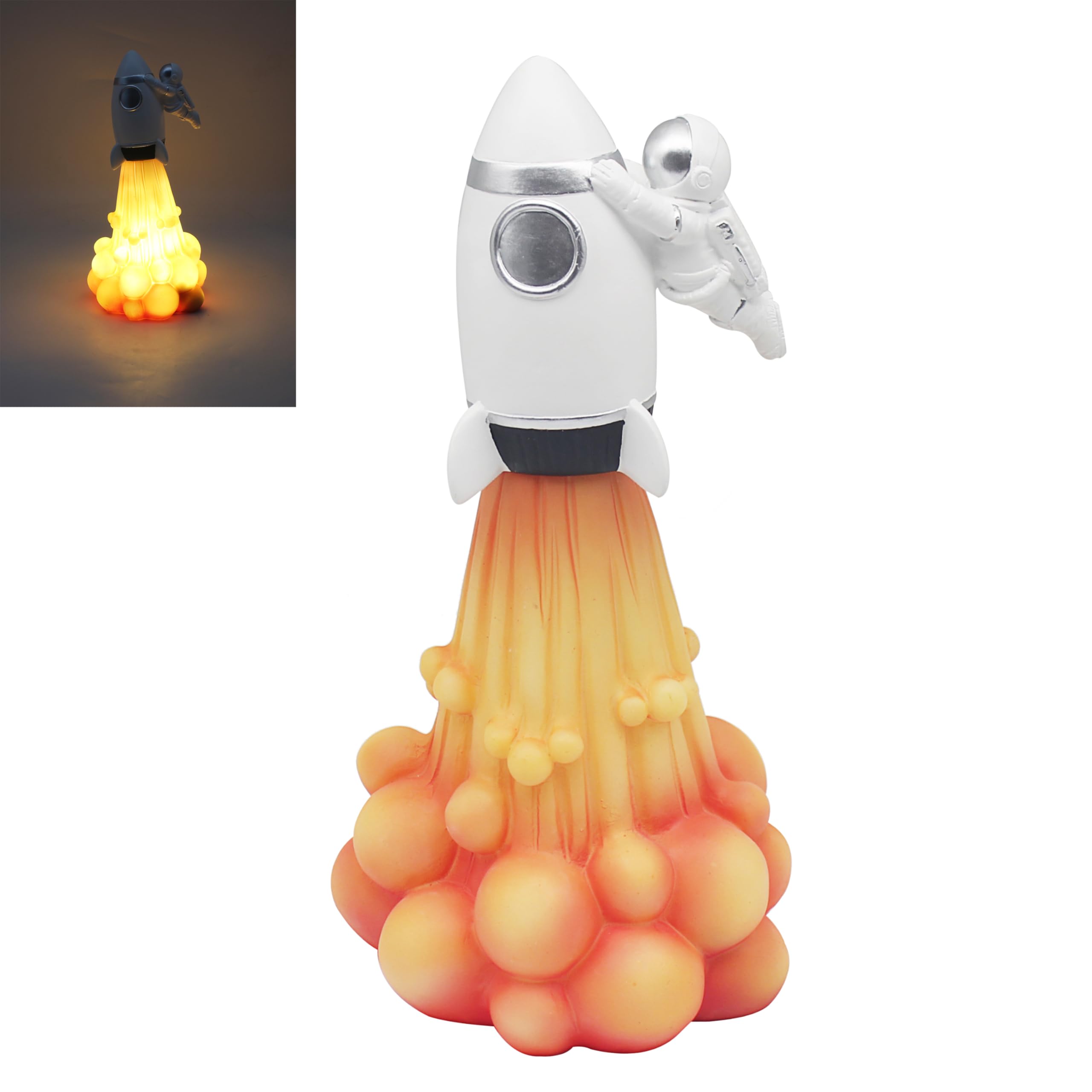 The Leonardo Collection Astronaut Rocket Lamp Led for Living Room & Bedroom | Bedside Table Lamp for Night Light | Stylish Desk Lamp for Reading & Study | Ideal LED Lighting for Camping