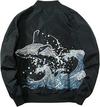 Mens Spring Japanese Style Vintage Embroidered Baseball Jacket Coat Top