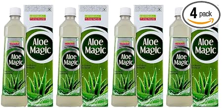 HERBAL TRENDS Pure Aloe Vera Drinking Juice with Pulp 1 Litre- 30 Days Fresh Guaranteed- Direct from Cultivator & Manufacturer of Aloe Vera-Pack of 4
