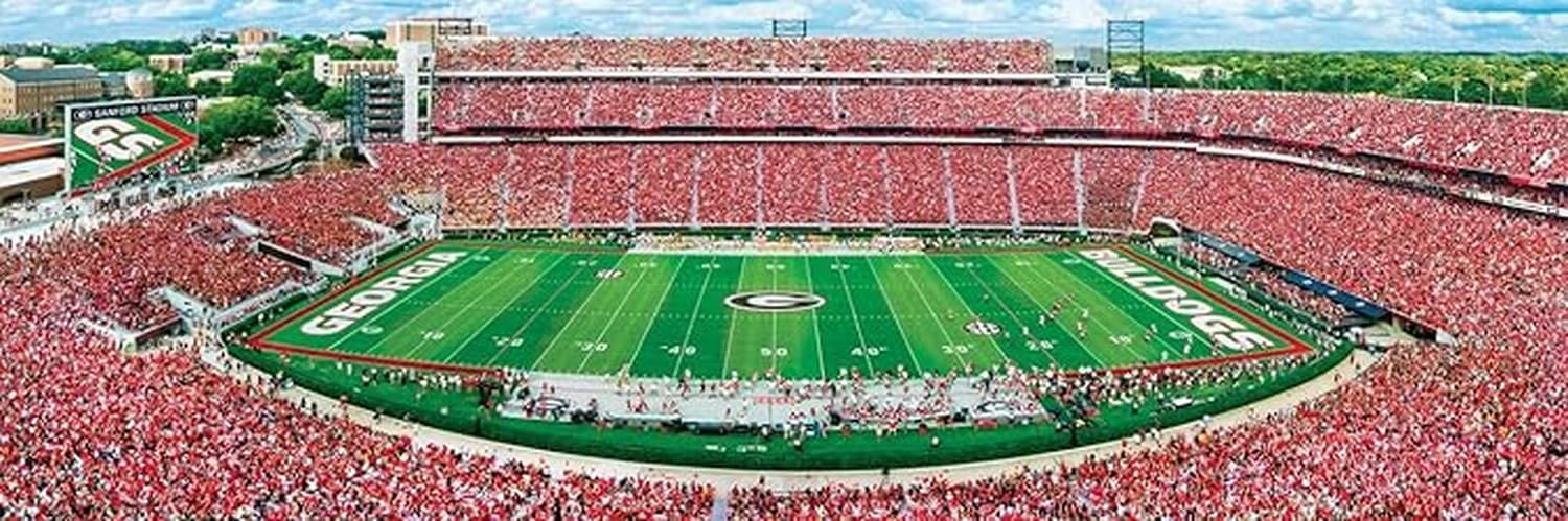 MasterPieces 1000 Piece Sports Jigsaw Puzzle - NCAA Georgia Bulldogs Center View Panoramic - 13"x39"