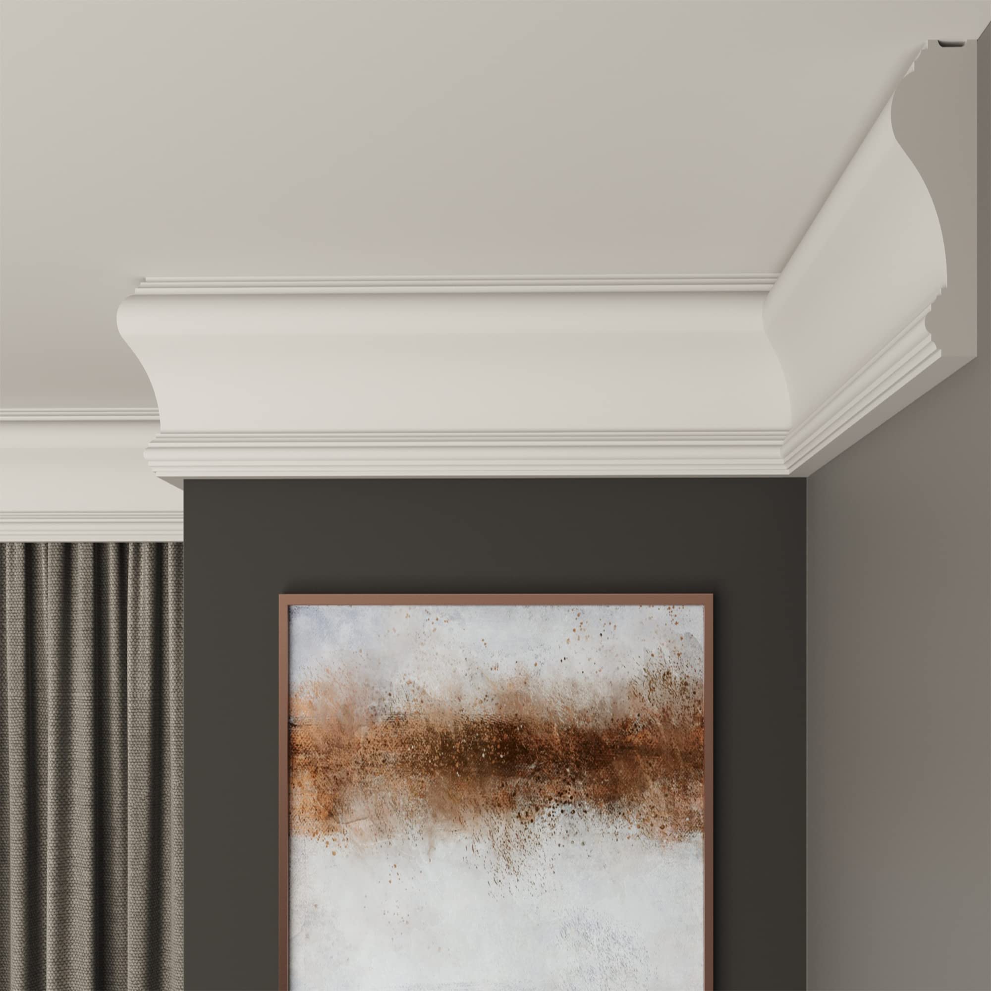 FAST DECOR Decorative Coving for Ceilings, Premium Extruded Polystyrene Cornice Coving, Lightweight Ceiling Moulding Trim, Flexible and Durable Ceiling Cornice Trim (CS24, 10M (5 Length))