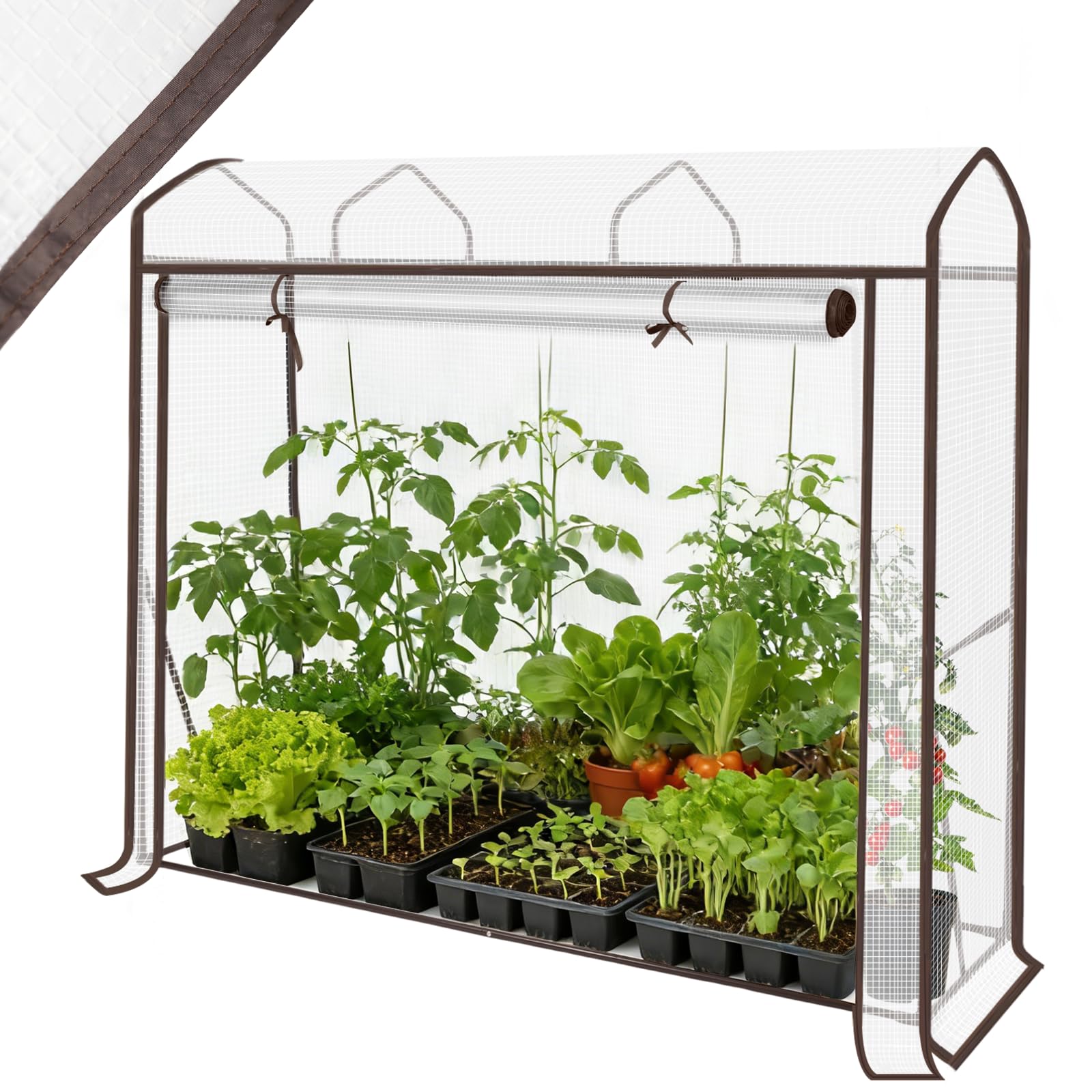 Sekey Dachdesign Gewächshaus Tomatengewächshaus 180x150x50cm | Gewächshaus Folie Tomatenhaus Balkon Garten, Tomaten Foliengewächshaus Stabil Winterfest