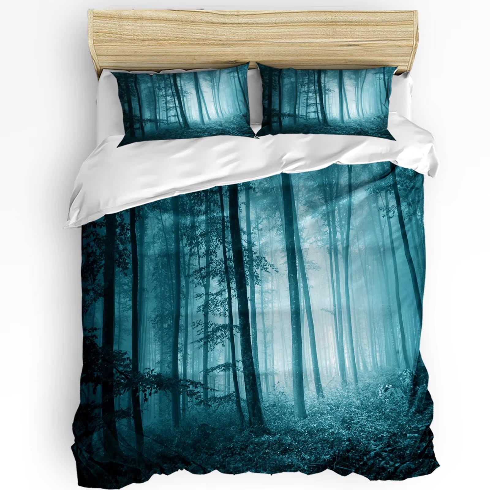 Housse de couette forêt horreur 155x220cm avec taie d'oreiller pour lit double ado