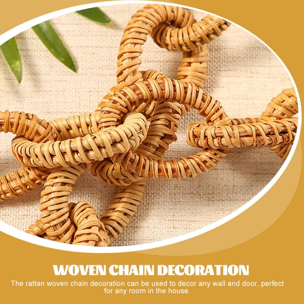Milisten Rattan Woven Chain Link 16.92 Inch Rustic Decorative Ring for Wall Hanging and Table Decor Natural Wicker Home Accent - Image 8