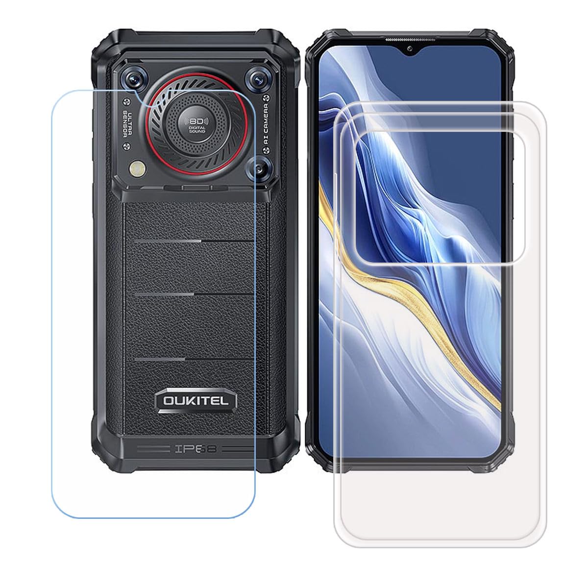 Case For Oukitel WP36 + [2 Pack] Glass Screen Protector Tempered Film - View #11