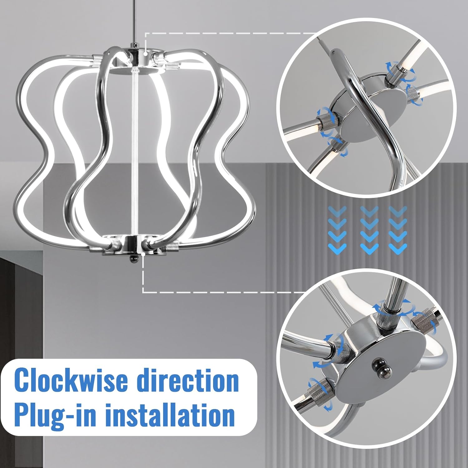 Detail of clockwise plug-in installation for light strips