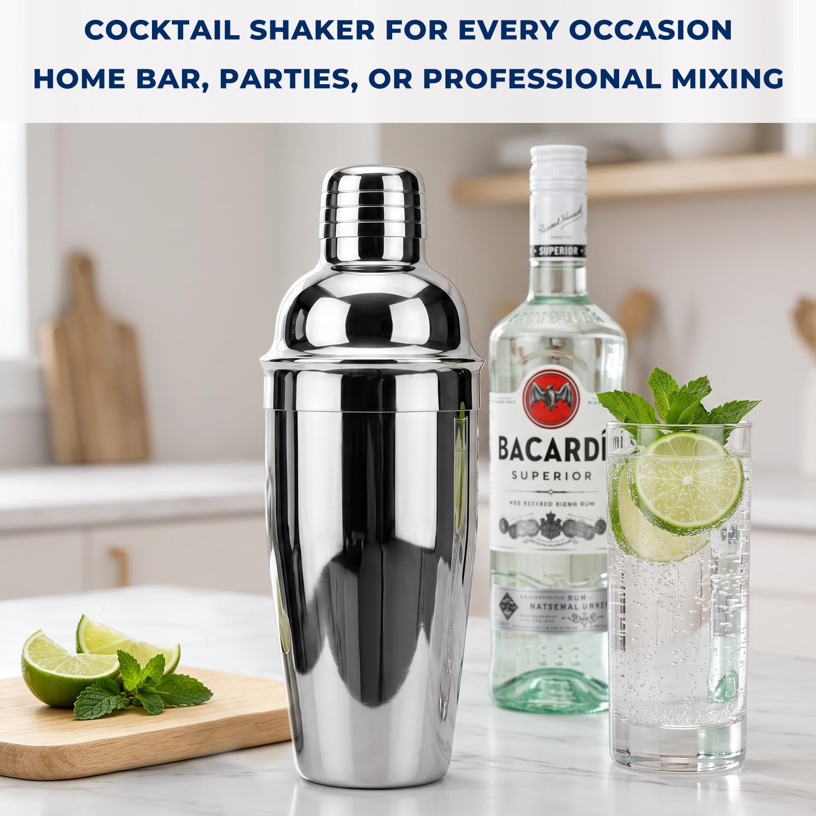 Cocktail Shaker - Martini Shaker with Strainer -3