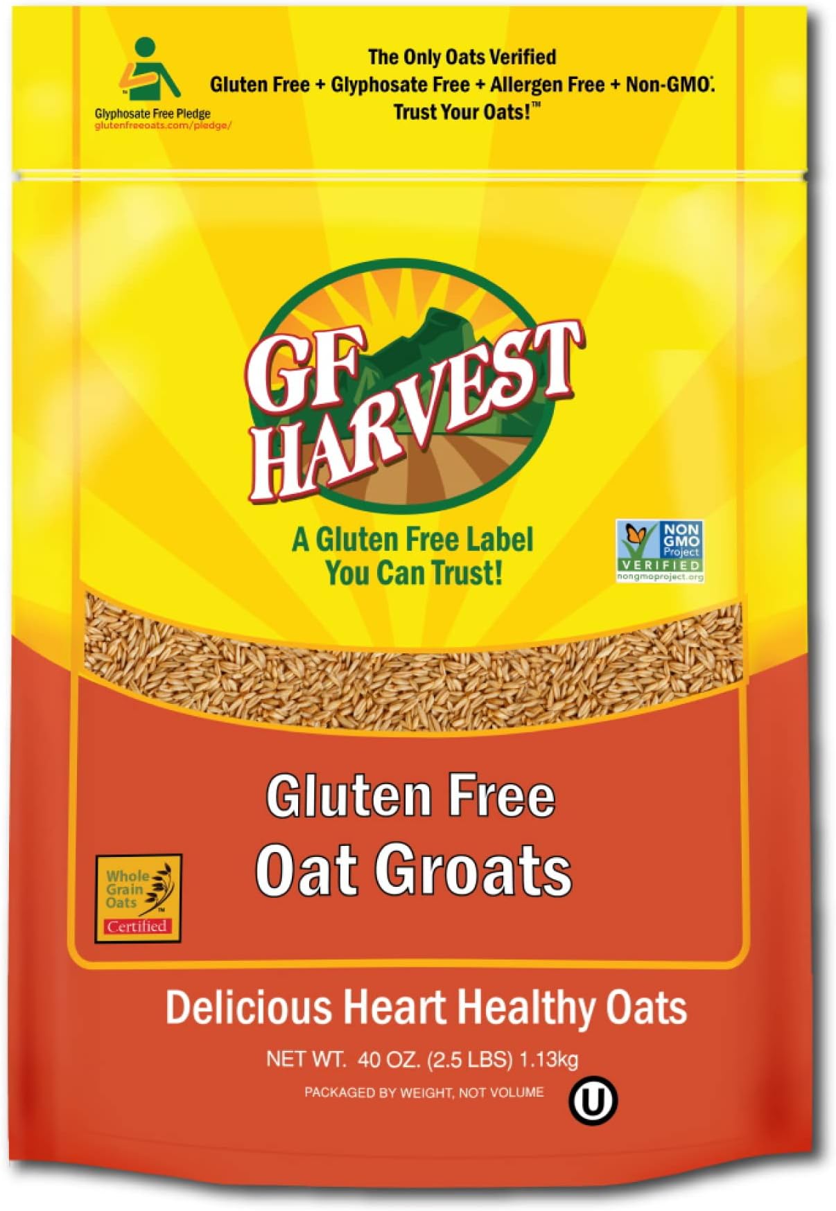 GF Harvest Gluten Free Oat Groats, 40 Ounce Bag, Pack of 2