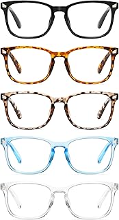 CCVOO 5 Pack Reading Glasses Blue Light Blocking, Filter UV Ray/Glare Computer Readers Fashion Nerd Eyeglasses Women/Men (*C1 Mix, 2.0)