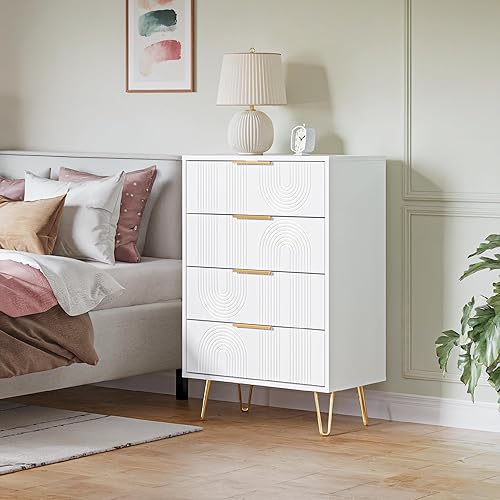 Miniatura 5 de Juego de 2 mesitas de noche, cómoda con 3 cajones, mesita de noche de madera, mesa auxiliar moderna, mesa auxiliar grande con almacenamiento para