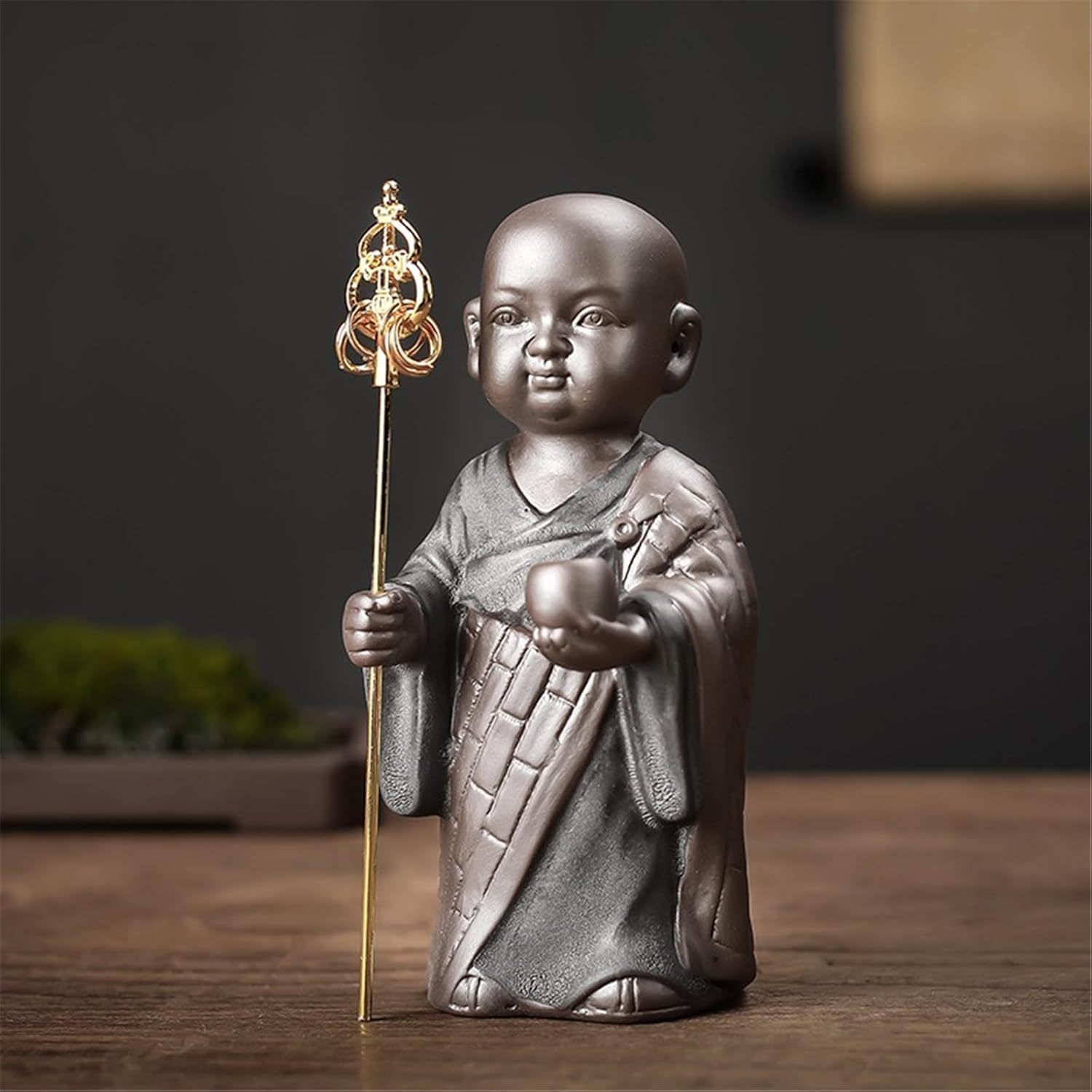 Zen Purple Clay Handmade Monk Tea Pet Room Tea Tray Ornament-Style3