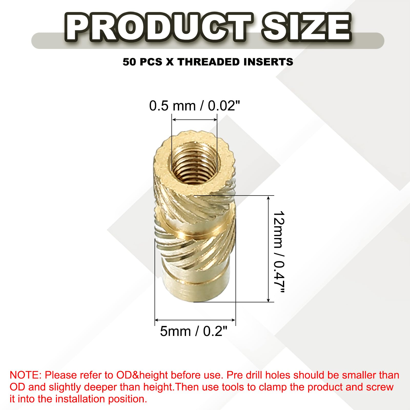 PATIKIL M3 Threaded Inserts M3x12x5mm - Image 2