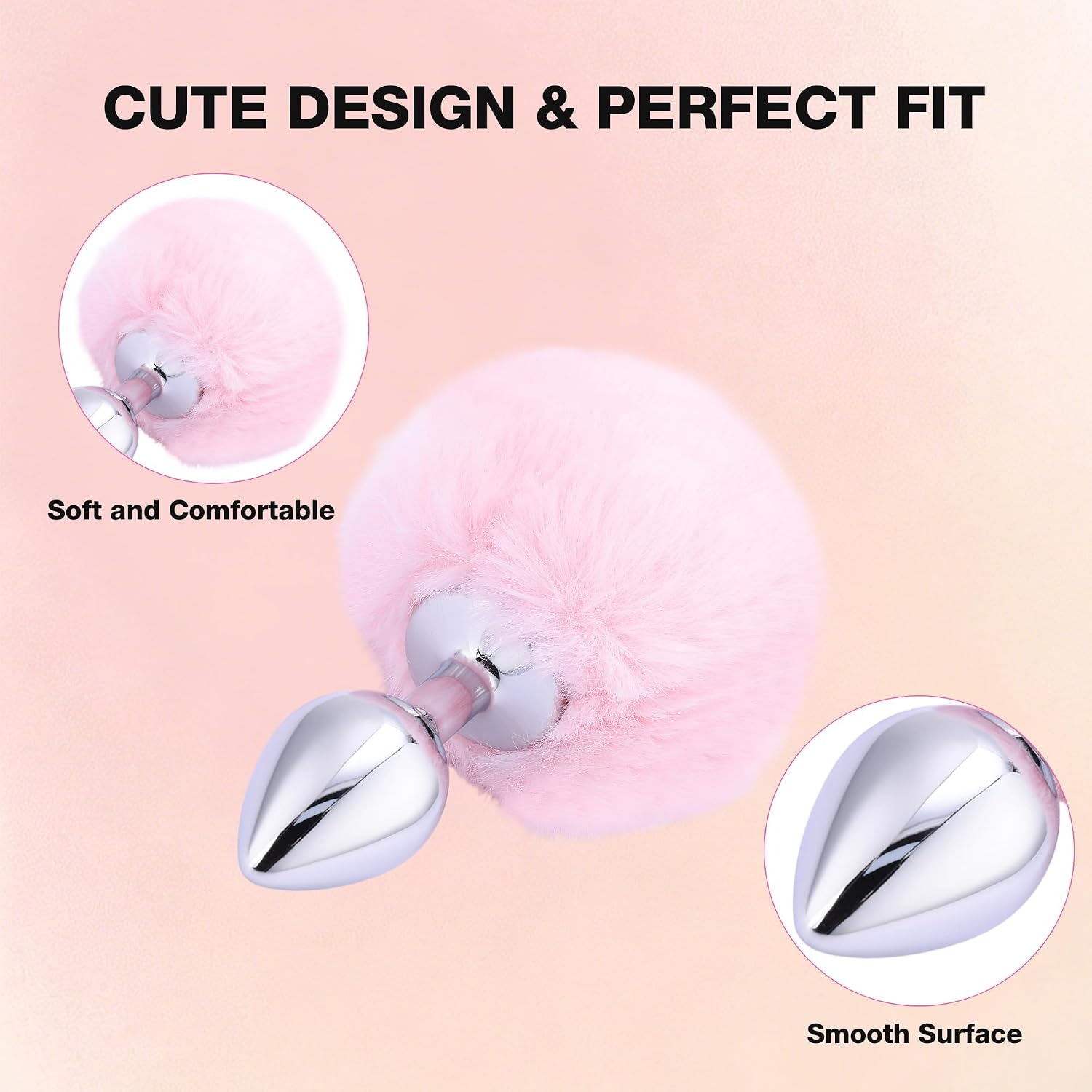 Anal Plug 3 Pcs Sex Toys for Women Men Cute Bunny Tail Butt Plug Training Kit for Beginner Rabbit Tail Anal Plug Adult Toys Pink White Brown