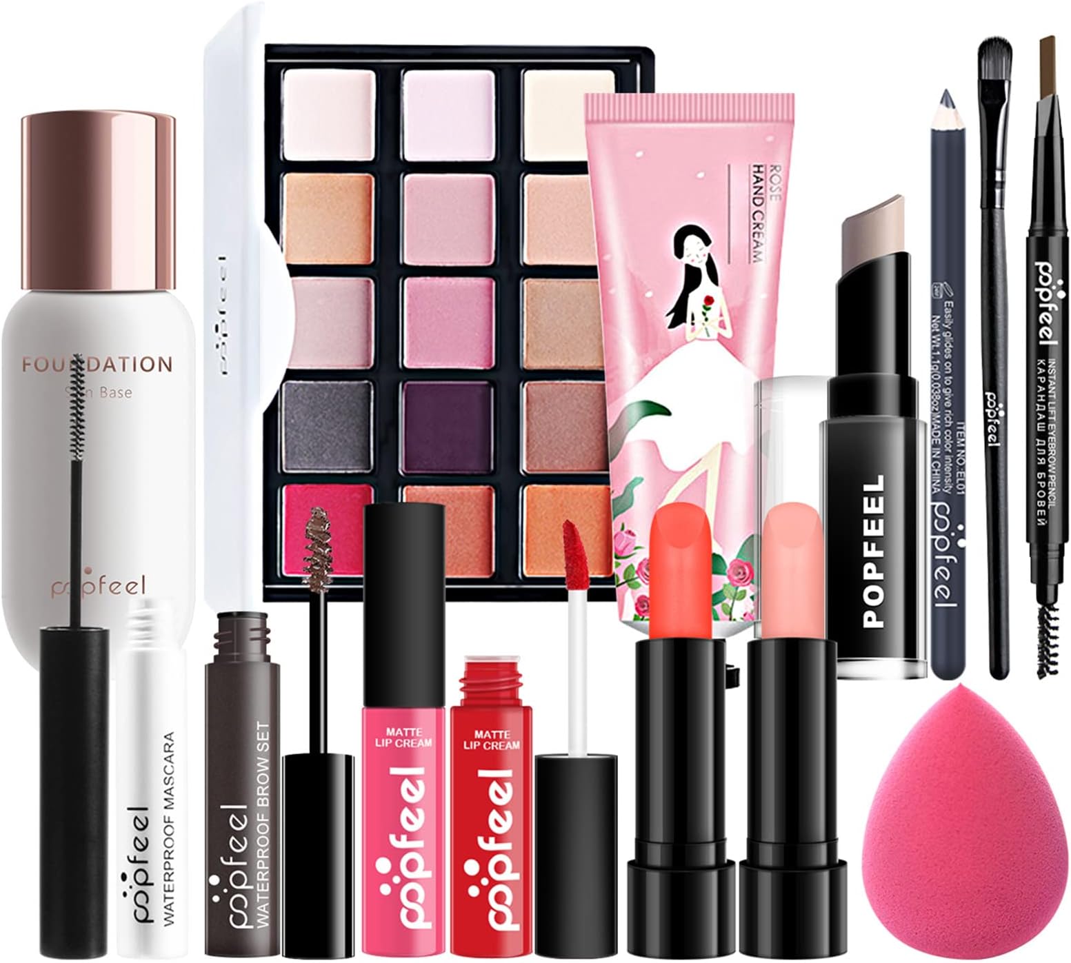 All-in-One Makeup Gift Set Carry All Makeup Kit Women Full Kit With Makeup Bag Lipgloss Lipstick Concealer Blush Foundation Face Powder Eyeshadow Palette Cosmetic Palette #2