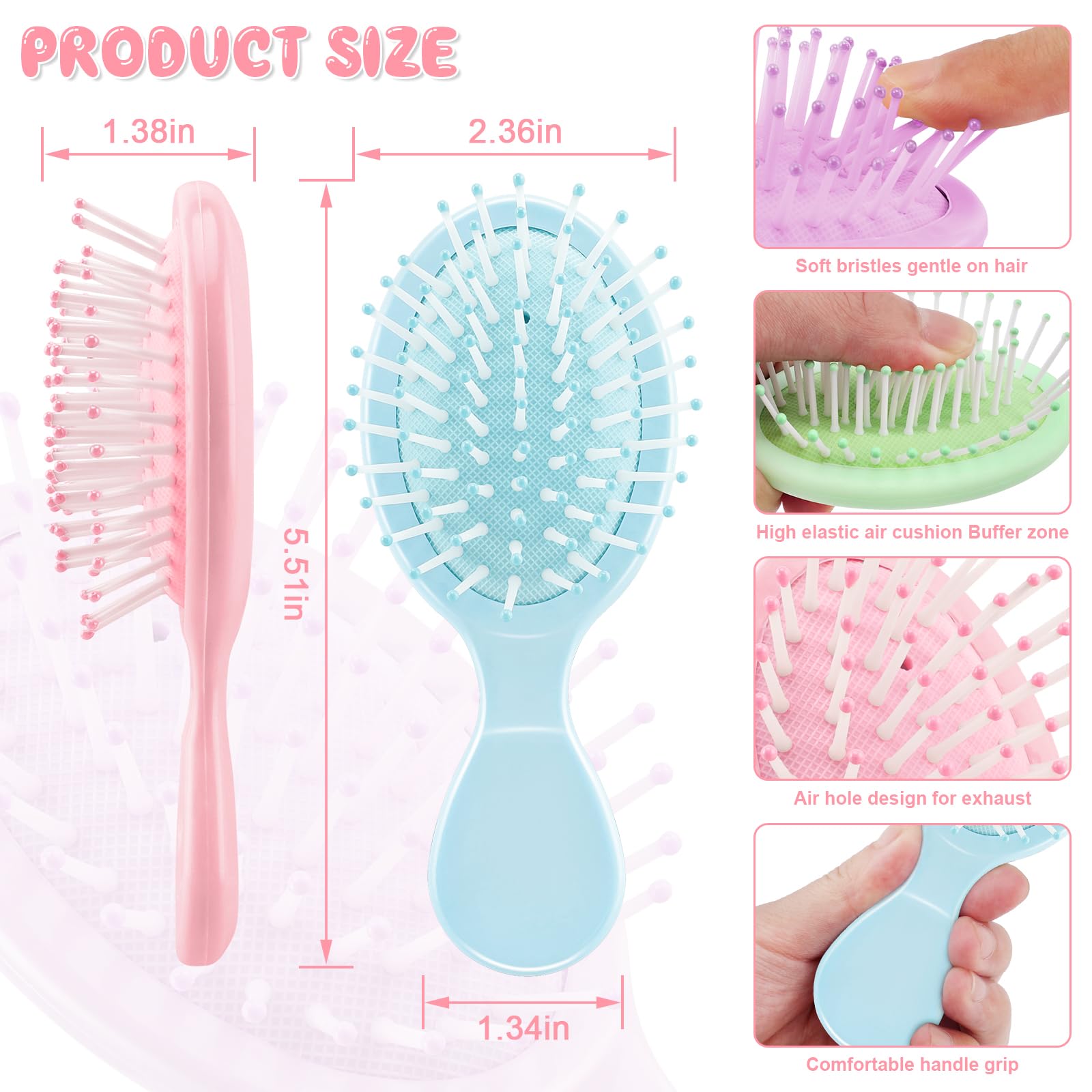 HOFASON 8 PCS Mini Wet Hair Brush, Easter Basket Stuffers for Women Teens Girls Kids, Christmas Stocking Stuffers, Small Gifts for Teen Girls Women, Bachelorette Party Favors, Valentines Day Gifts