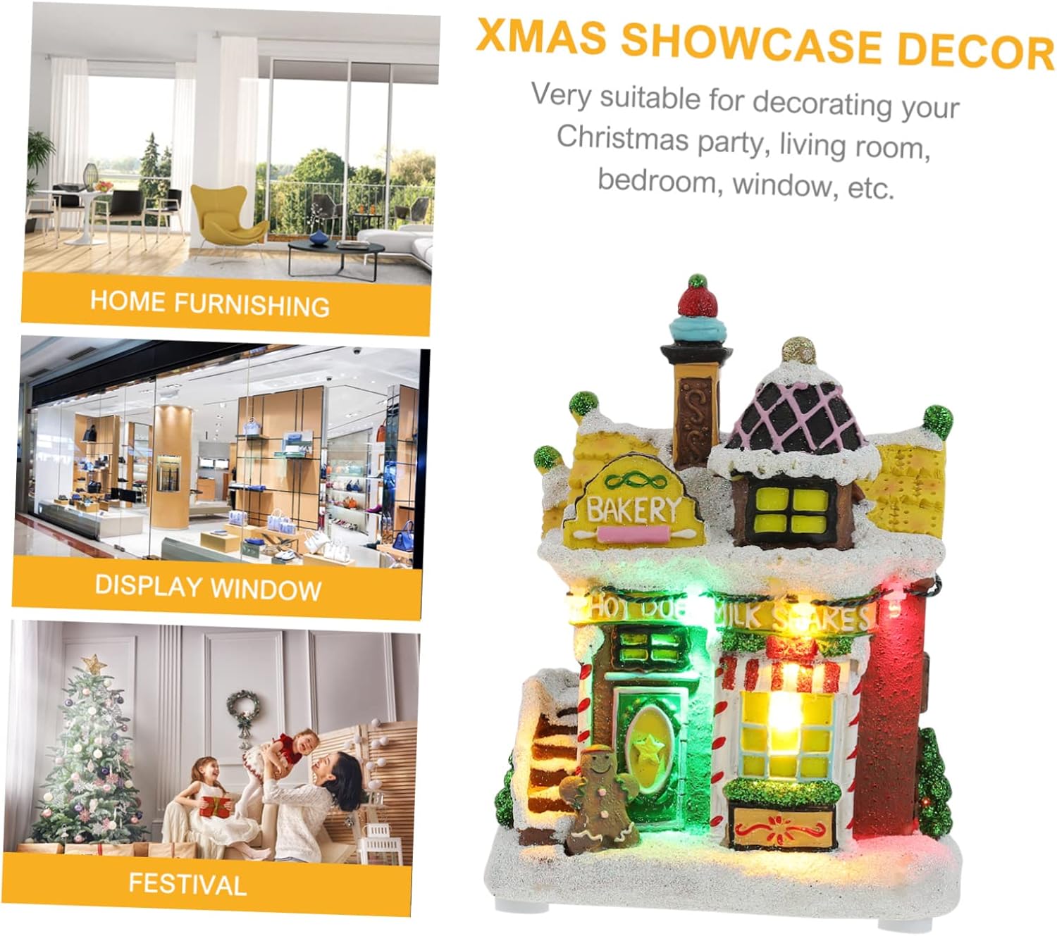 PRETYZOOM 1pc Xmas Snow House Ornament Chic Desktop Decor for Festive Adornment Led Lights Christmas and Holiday Decoration