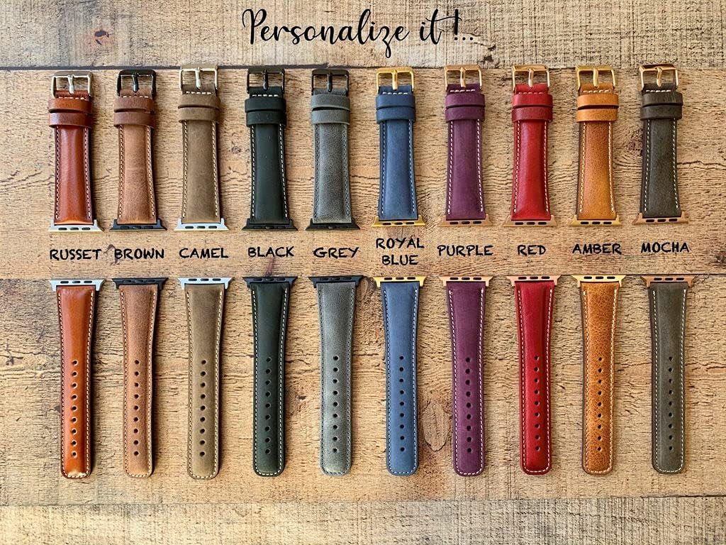 HARDISTON Watch Bands Compatible with Apple 38mm 40mm 41mm 42mm 44mm 45mm 49mm for men & women, Handmade Genuine Leather, Wristband Compatible with iWatch Series Ultra 8 7 6 5 4 3 2 1 SE