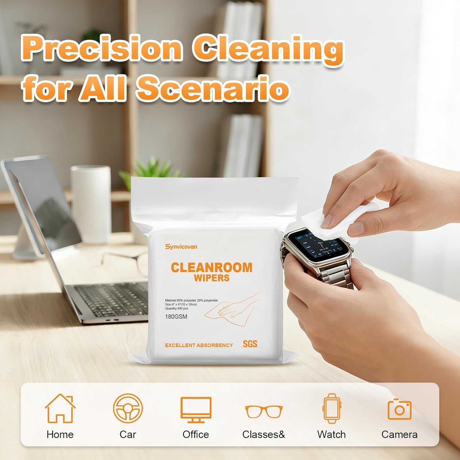 Microfiber Wipes 4"x4"(400 Pcs,Class 100, 180GSM) Superfine Lint Free Cloths Cleaning and Drying Cloths Reusable Ultra Absorbent for All Surface Types