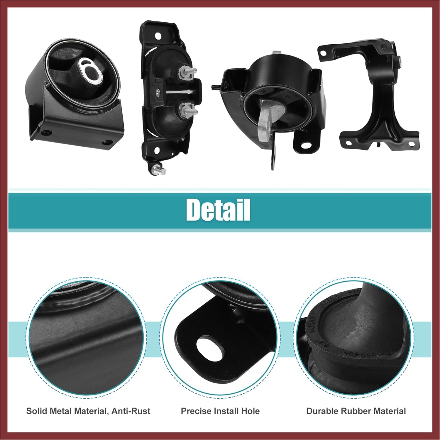Engine Motor Transmission Mounts Set for Chrysler Town & Country for Dodge Grand Caravan for Ram C/V for VW Routan 5273883AD 4880492AA 5273893AE 5273996AE Front 4Pcs Replace Parts