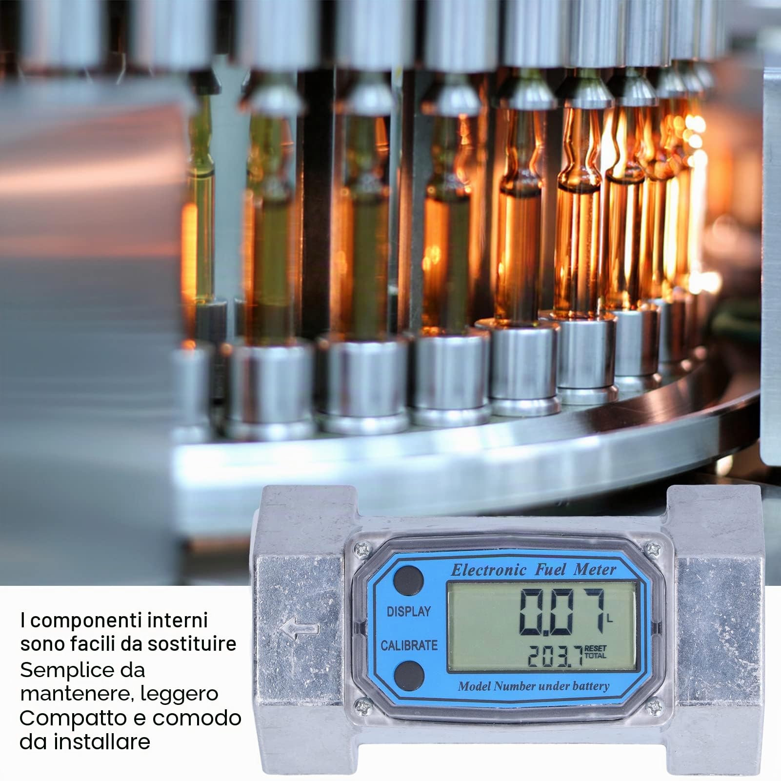 Misuratore di Portata a Turbina 2 Pollici, 35 a 200 L/min Misuratore di Portata Elettronico Digitale per Carburante Liquido Acqua Gasolio 2,3 V‑3,3 V LLW‑50