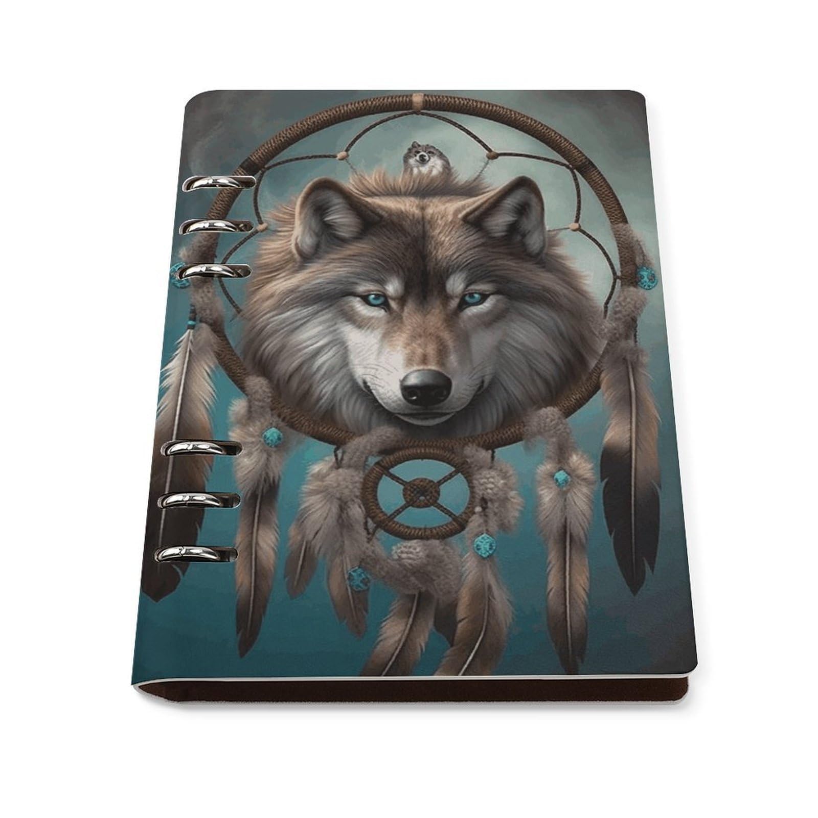 Carnet de notes A5 à anneaux planificateur rechargeable journal loup 3D - 8