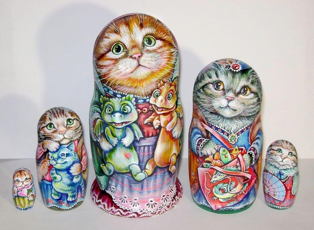 ロシア雑貨☆年干支マトリョーシカ(5P)ドラゴン辰 龍 縁起物ミラ作 ロシア雑貨2024年干支マトリョーシカ(5P)ドラゴン龍 辰 縁起物