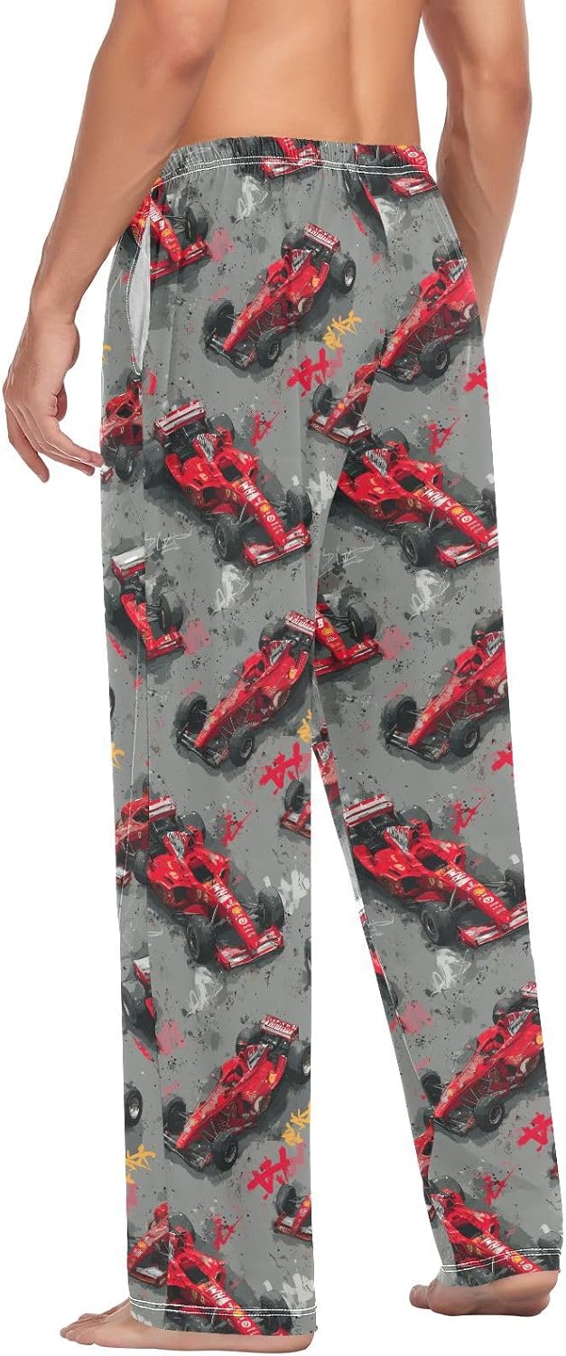 visesunny Red Race Cars Grunge Mens Lounge Pajama Pants Men's Pajama Pants Sleep Pants 100% Cotton Pajama Bottoms S-XXL - Image 4